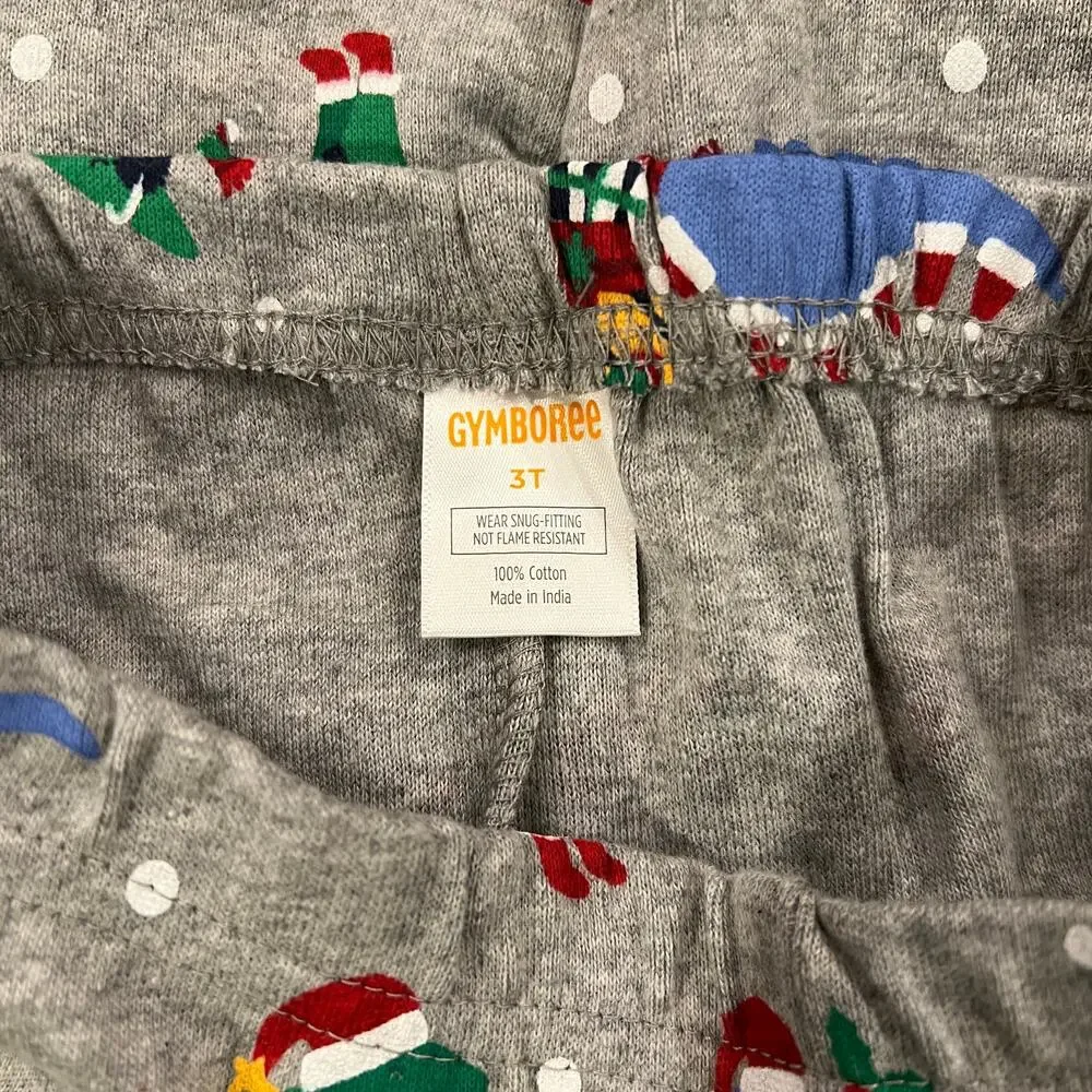 NWT Gymboree Boys Grey W/Christmas Dinosaur Cotton Pajamas